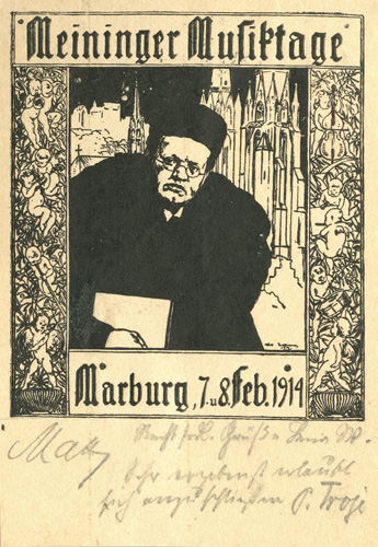Official poster of the Musiktage Marburg 1914, copy with handwritten signature of Max Reger and others – Max-Reger-Institut, Karlsruhe, Elsa Reger’s private album of photographs.
