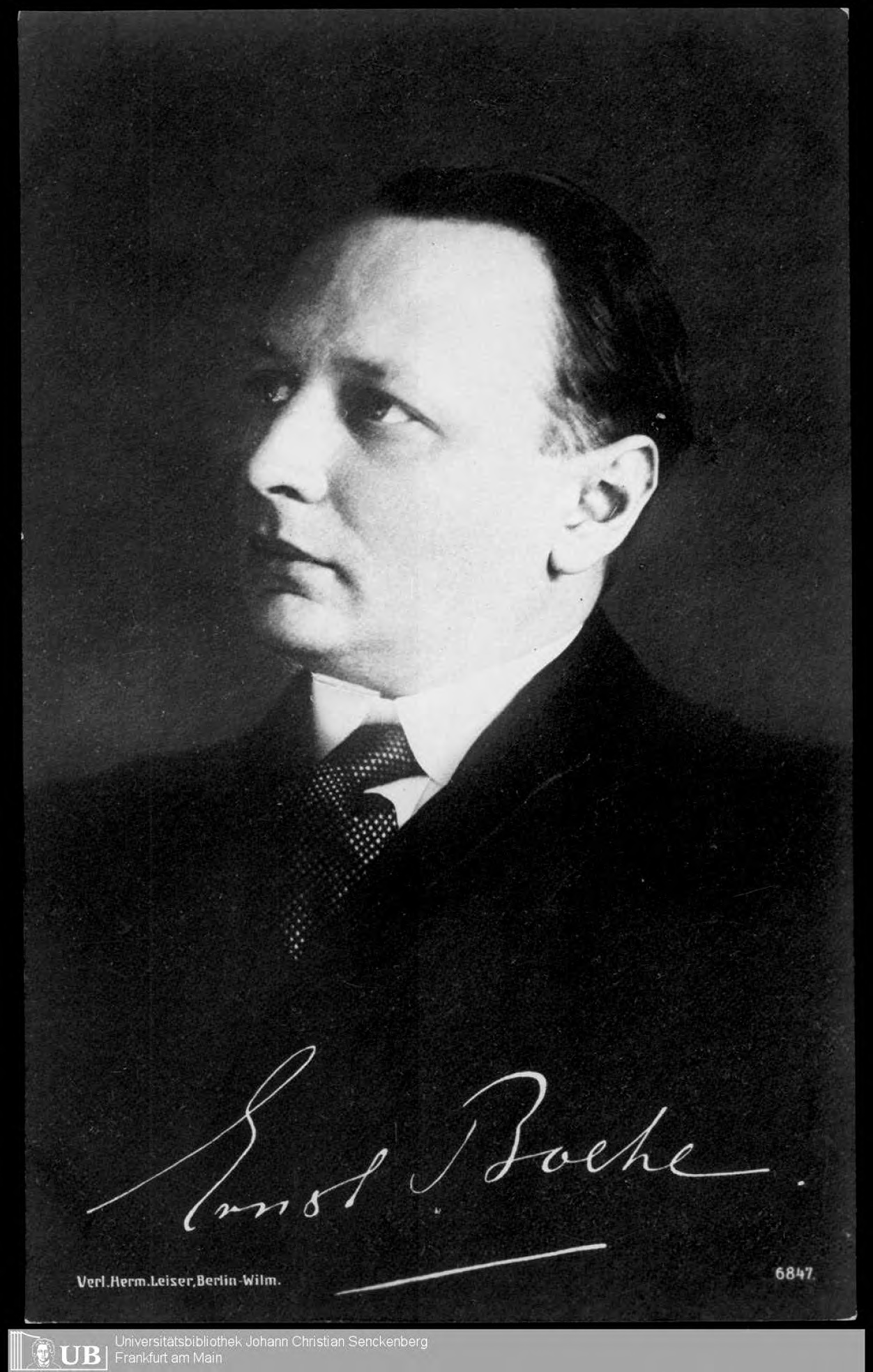Ernst Boehe (undatiert), Porträt Verlag Hermann Reiser, Berlin. – Universitätsbibliothek Johann Christian Senckenberg (Frankfurt am Main), Porträtsammlung Manskopf, Signatur: S 36/F03072. – Abbildung mit freundlicher Genehmigung.