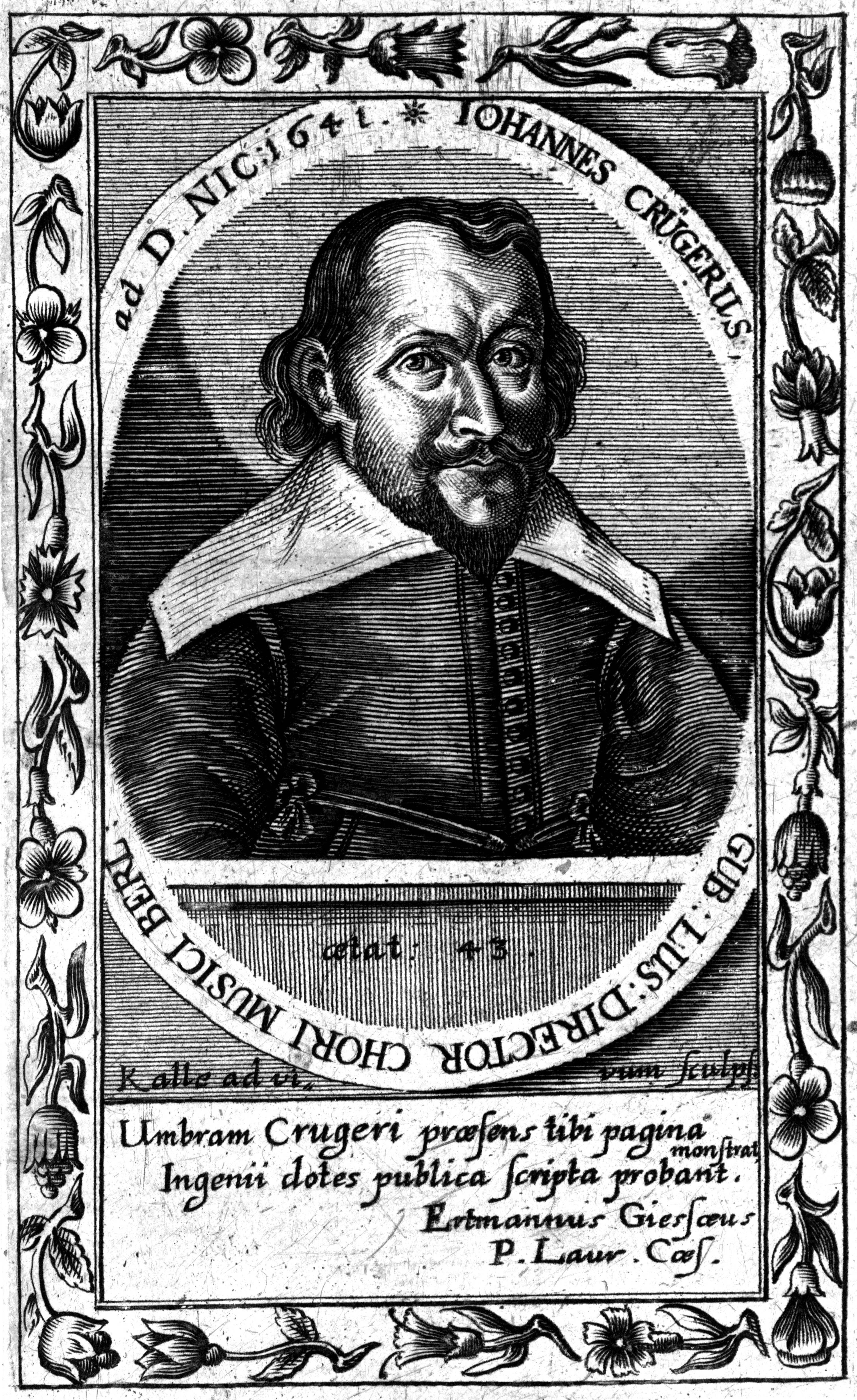 Johann Crüger, Stich von Albrecht Christian Kalle (1641).