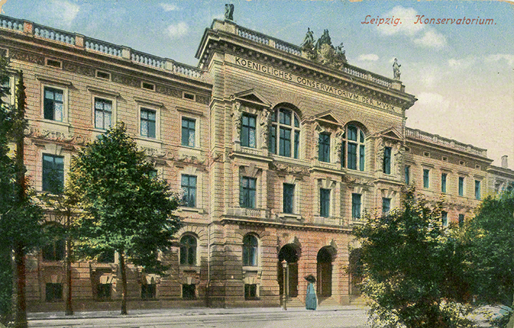 Königliches Conservatorium der Musik zu Leipzig, zeitgenössische Postkarte (undatiert) .