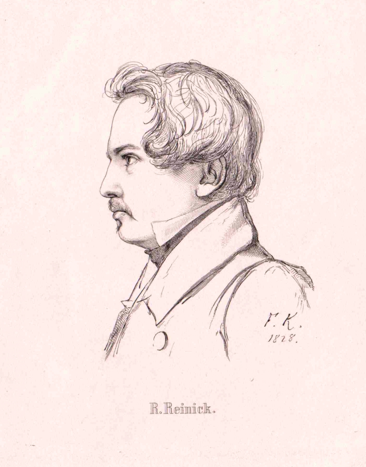 Robert Reinick, gezeichnet von Franz Kugler (1828).
