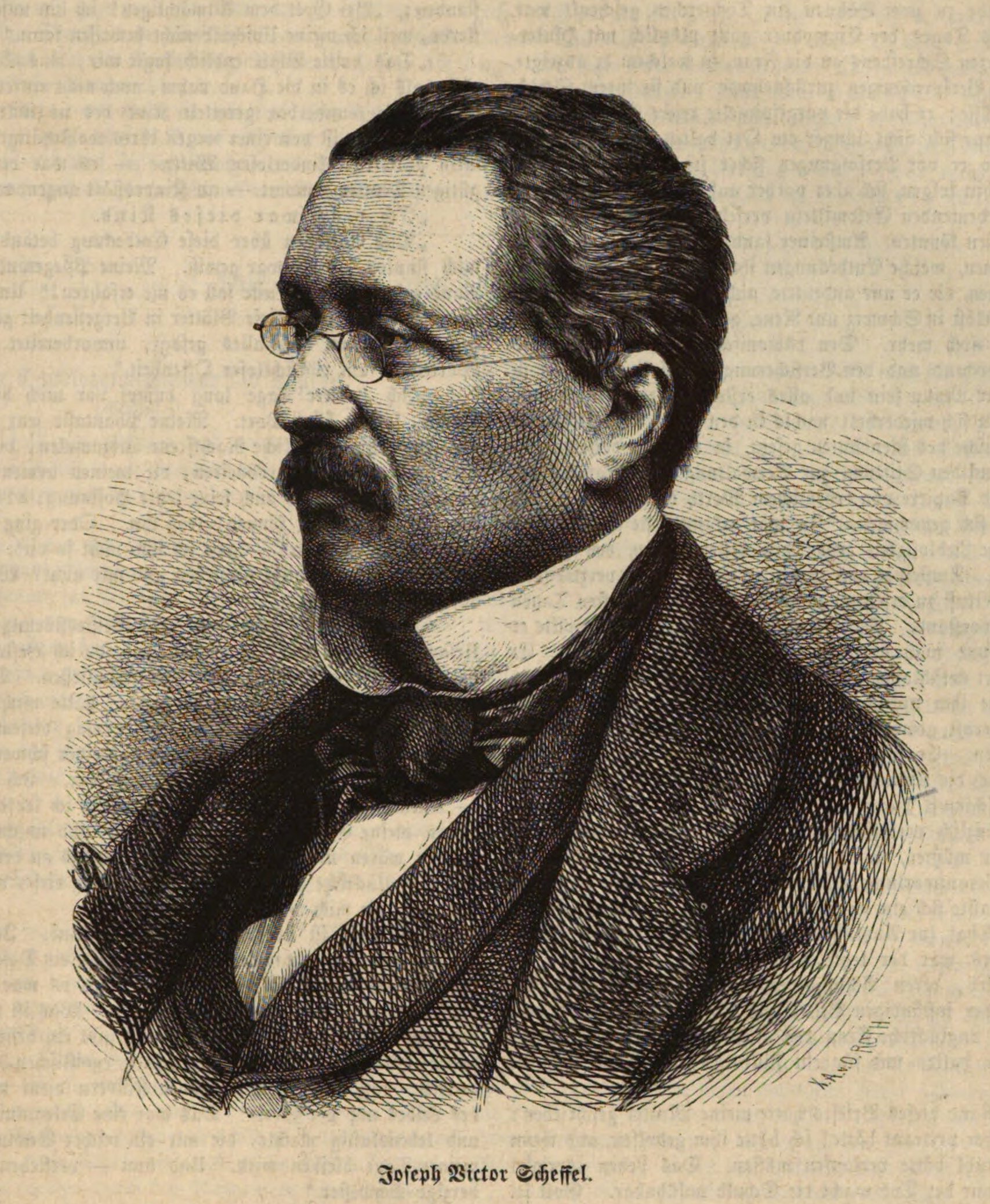 Joseph Victor von Scheffel. – Abgebildet in 4. Jg. (1867/68), Nr. 43 (25. Juli 1868), S. 677.