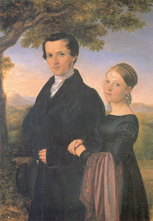 Friedrich Silcher mit Luise Rosine, geb. Enßlin – Hochzeitsbild von Christoph Friedrich Dörr 1822.