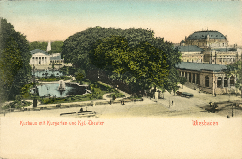 Das Kurhaus und königliches Theater in Wiesbaden, Postkarte (gelaufen 1904), Verlag Stengel und Co., Dresden/Berlin.