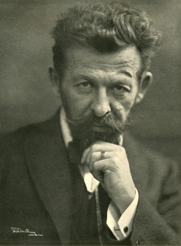 Richard Dehmel (um 1910), Fotografie von Rudolph Dührkoop (Hamburg). – Abgebildet in , veranstaltet von der Hamburger Staats- und Universitätsbibliothek, Hamburg 1930, Tafel 1.